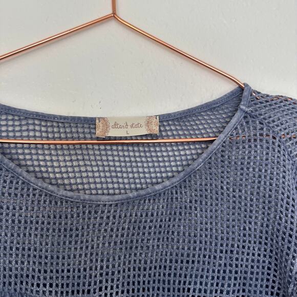 Altar’d state washed out blue tunic with netting flare sleeve babydoll large - Picture 2 of 6